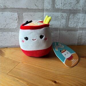 Original Squishmallow Raisy The Ramen Bowl 3.5" Squeaky Dog Toy NWT